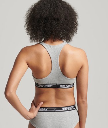 Bralette corta in cotone biologico con logo multiplo Image 3
