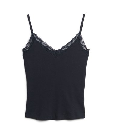 Organic Cotton Vintage Rib Lace Trim Cami Top Image 6