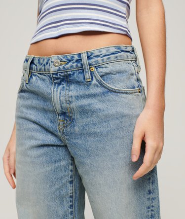 Jeans i økologisk bomuld med mellemhøj talje og vide ben Image 3