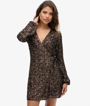 Sequin Wrap Mini Dress Image 1