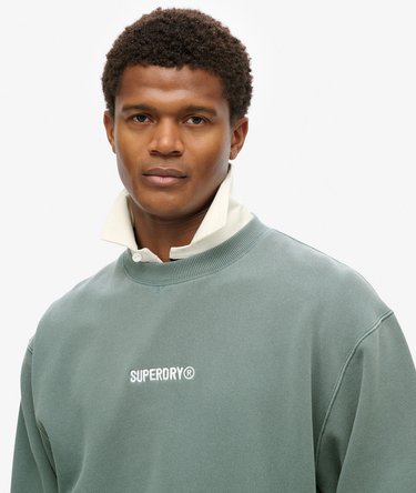Sweatshirt ample à col ras-du-cou Micro Logo Graphic Image 3