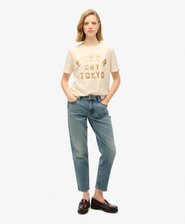 Camiseta de corte relajado con logotipo y purpurina