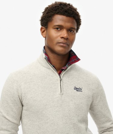Essential-strikkegenser med broderi og halv glidelås Image 3