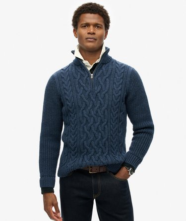 Jacob Cable Knit Half Zip Jumper Image 1