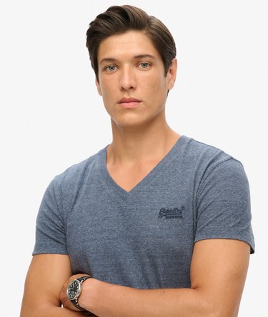 T-shirt in cotone biologico con scollo a V e logo Essential Image 3