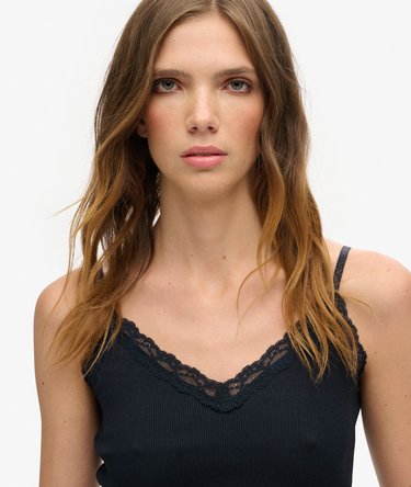 Organic Cotton Vintage Rib Lace Trim Cami Top Image 3