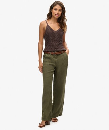 Pantalon taille basse en lin Image 1