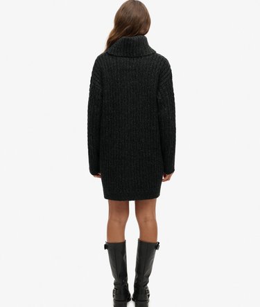 Strickkleid mit Rollkragen und Zopfmuster Image 5