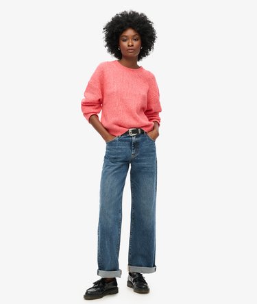 Angerauter Pullover mit Rundhalsausschnitt Image 2