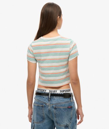 Kort Vintage T-shirt med striber Image 4