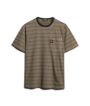 Oversized getextureerd gestreept T-shirt met borstzak Image 6