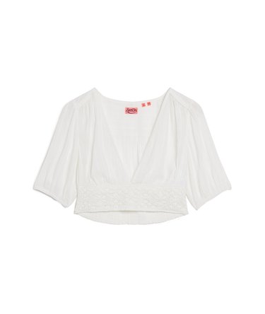 Top a maniche corte con bordo in pizzo Ibiza Image 7