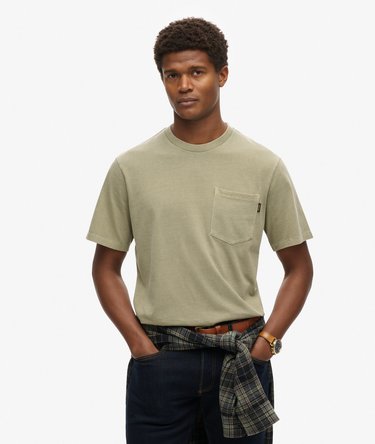 T-shirt met borstzak en contrasterend stiksel Image 1