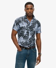 Open Collar Printed Linen Shirt