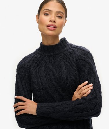 High Neck Cable Knit Jumper Image 3