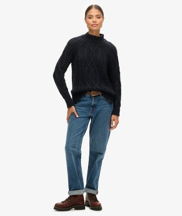 High Neck Cable Knit Jumper Image 2