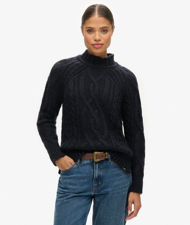 High Neck Cable Knit Jumper Image 1