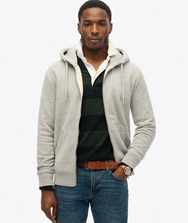 Organic Cotton Vintage Logo Embroidered Zip Hoodie Image 1