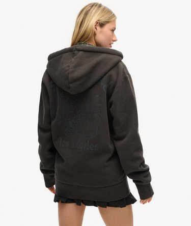 Oversized Tattoo hoodie met print en rits Image 4