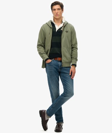 Essential Logo Washed hoodie met rits Image 2