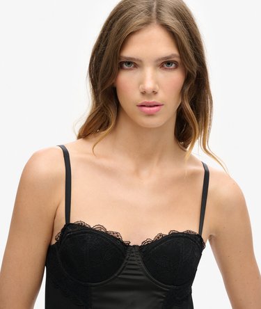 Satin and Mesh Lace Corset Top Image 3