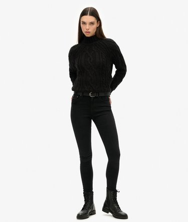 High Neck Cable Knit Jumper Image 2