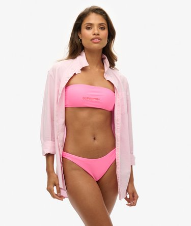 Top de bikini bandeau con logotipo Image 1