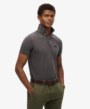 Vintage gewassen piqué poloshirt van biologisch katoen