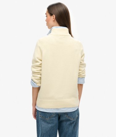 Maglione classico in cotone con zip corta Image 4