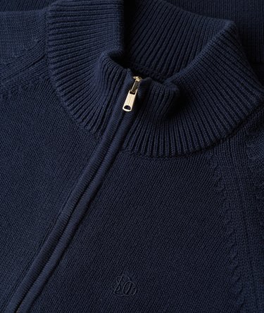 Maglione classico in cotone con zip corta Image 4