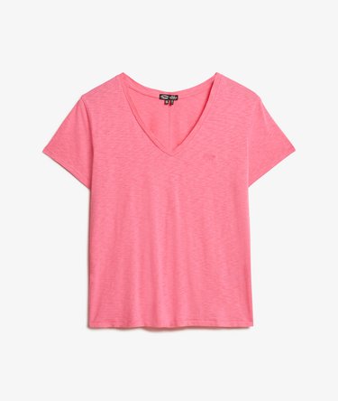 Wyszywany T-shirt o splocie supełkowym z dekoltem w serek Image 6
