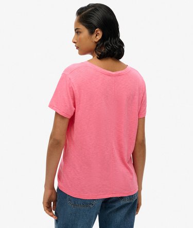 Wyszywany T-shirt o splocie supełkowym z dekoltem w serek Image 4