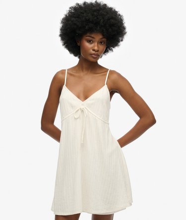 Robe courte caraco tissée texturée Image 1