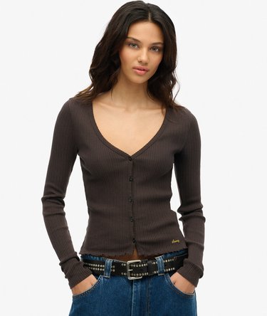 Essential top met knopen en lange mouwen Image 1