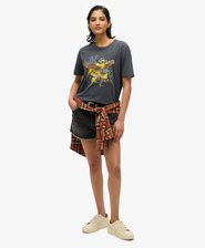 Locker geschnittenes T-Shirt mit Biker-Rock-Grafik