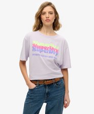 Neonfarbenes T-Shirt in Übergröße mit Regenbogen-Print