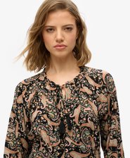 Midi-jurk met lange mouwen en print
