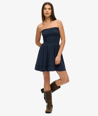 Smocked Bandeau Mini Dress Image 2