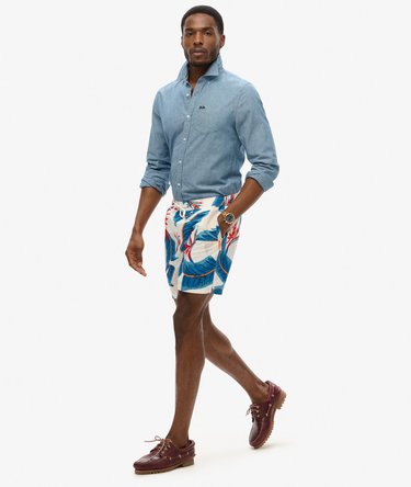 Pantaloncini da bagno Recycled con stampa hawaiana da 43 cm Image 6