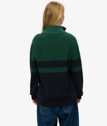 Oversized Cotton Classic Stripe Half-Zip Jumper Image 4