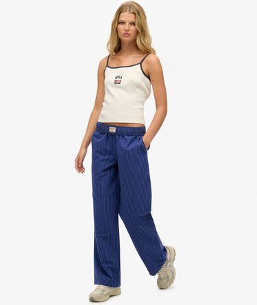 Pantalon élastiqué en coton à rayures Image 4
