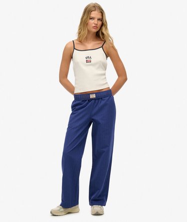 Pantalon élastiqué en coton à rayures Image 1